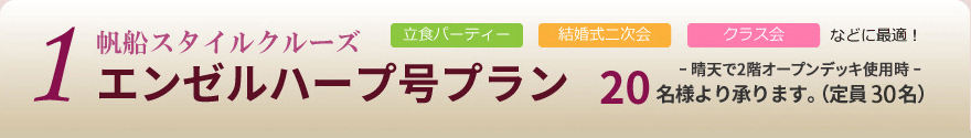 立食パーティ　結婚式二次会　クラス会　エンゼルハープ号